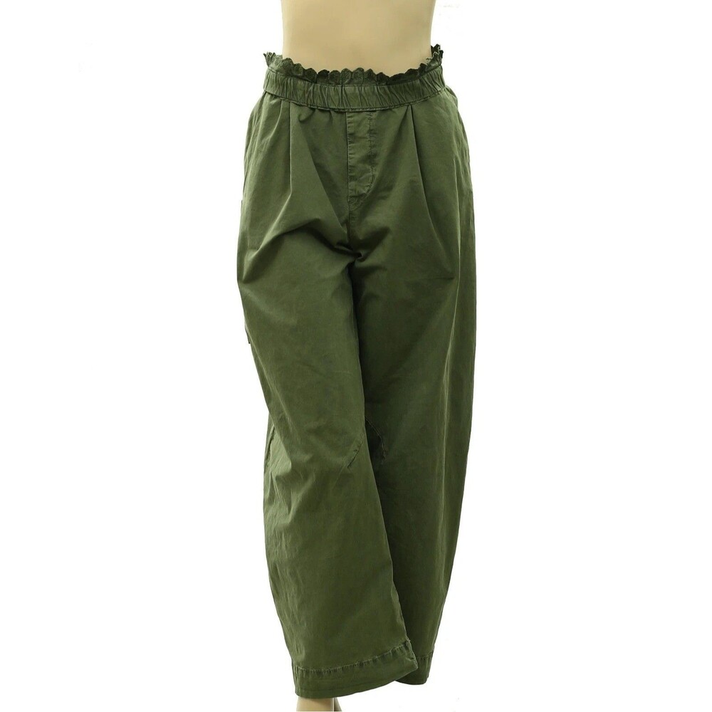 By Anthropologie Vintage Foldover Pants Barrel-Leg Pull-On Embroidered S 289185 - Picture 3 of 10